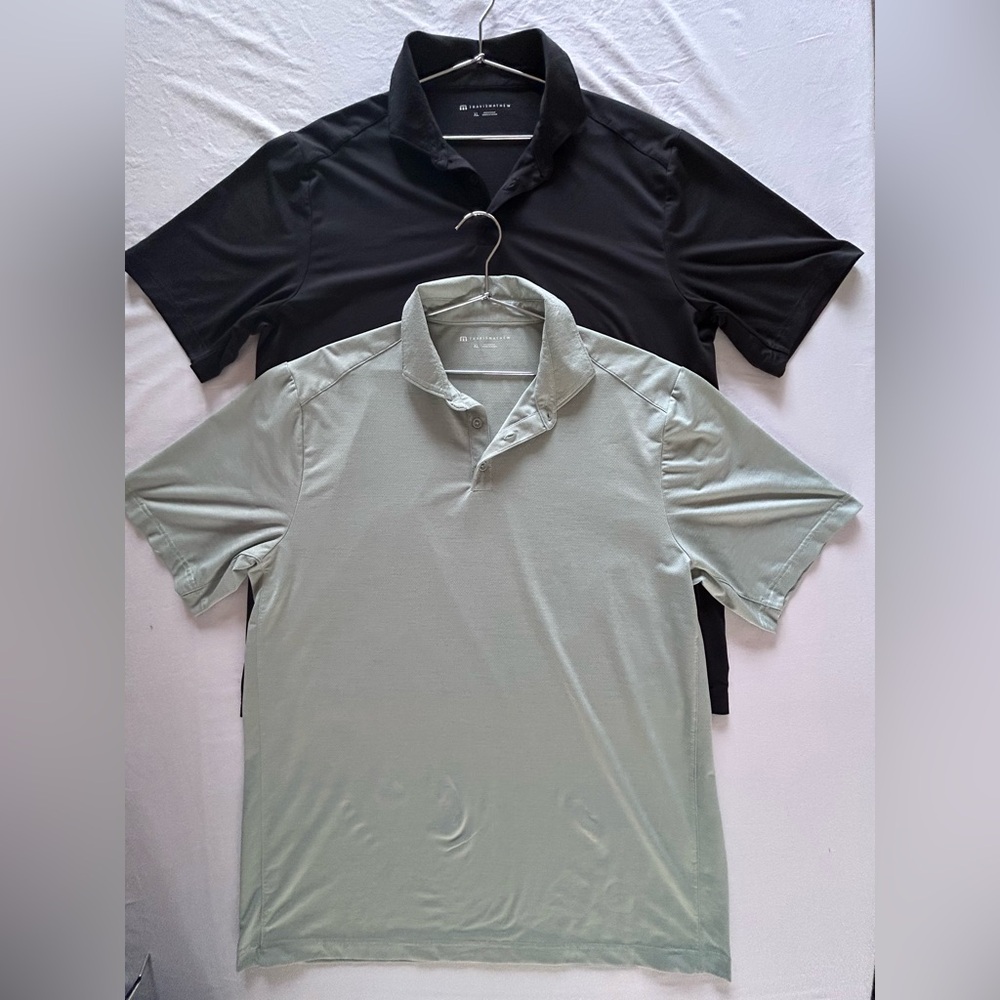 Travis Mathew Black and Light Green Polo Shirts
